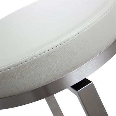 Gray Vegan Leather Swivel Counter Stools with Stainless Steel Legs - Set of 2