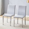 FURNIinspire Dining Chairs Set of 2 PU dining chairs for Dining room, Silver Metal Legs versatile dining chairs, Gray, 16"*19"*35" - 2 of 4