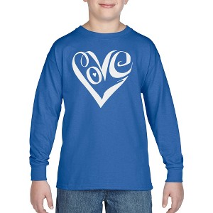 LA Pop Art Boy's Word Art Long Sleeve - Script Love Heart - 1 of 4
