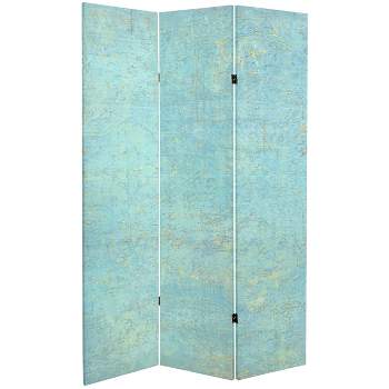 6" Double Sided Voice of the Sky Canvas Room Divider Blue - Oriental Furniture
