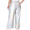 Agnes Orinda Women's Plus Size High Waist Stretchy Holographic Hip Hop Streetwear Metallic Shiny Jogger Pants - 4 of 4