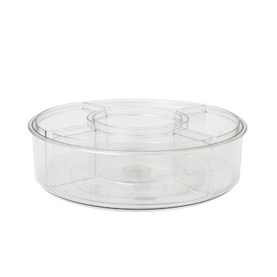 Clear Plastic 12-Inch Lazy Susan Organizer with Removable Bins