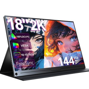 UPERFECT 18 inch QHD 144Hz Portable Monitor, 2.5K IPS Matte Display w/USB-C HDMI, HDR, FreeSync, Built-in Speakers, for Gaming, Design, Everyday Use - 1 of 4