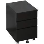 HOMCOM 3 Drawer Storage Cabinet, Mobile Desk Cabinet Under Desk with Wheels, Printer Stand for Home Office, Black