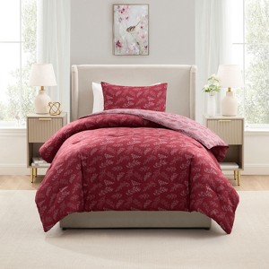 Nestl Modern Comforter Set, 3 Piece Botanical Bedding Set, Reversible Comforter Bed Set - 1 of 4