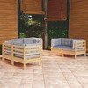 vidaXL Solid Pinewood Patio Lounge Set 6 Piece with Cushions Multi Colors - Brown and Gray - 2 of 4