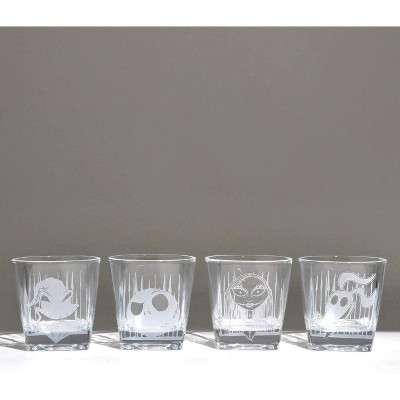 Silver Buffalo Nightmare Before Christmas Characters 4 Piece 9oz Rock Glass Set