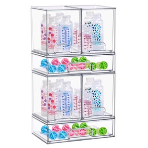 Sorbus 6 Piece Set Clear Stackable Pull-Out Storage Organizer Bins