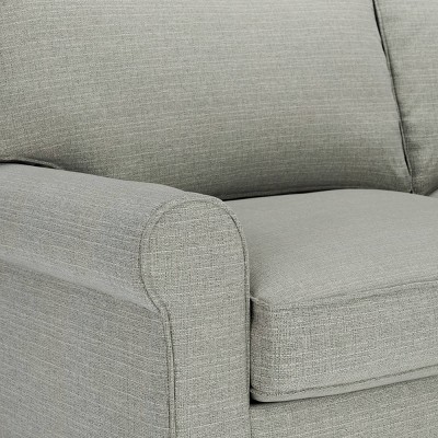 78" Pebble Gray Microfiber Rolled Arm Sofa with Removable Cushions