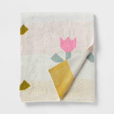 48"x58" Quilted Tulip Kids' Throw Blanket Cream - Pillowfort™