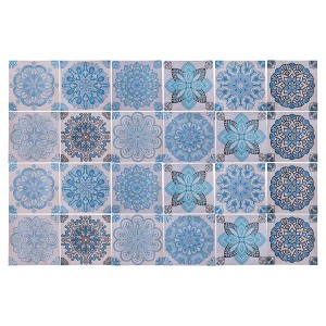 Unique Bargains PVC Tile Stickers 3.94"x3.94" Blue 24 Pcs - 1 of 4