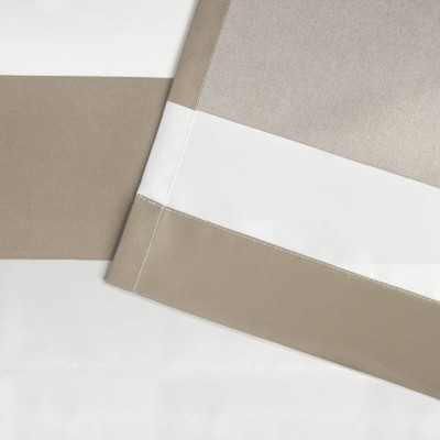 Taupe Stripe Polyester Light-Filtering Grommet Curtain Panels, 54" x 84"