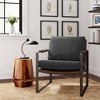 24" Amelie Mid-Century Modern Armchair Distressed Gray - Finch: Upholstered Polyester, Wood & Metal Frame - 2 of 4