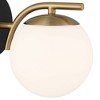 Possini Euro Design Kamara Modern Wall Light Sconces Set of 2 Soft Gold and Black Hardwire 6" Fixture Frosted White for Bathroom - 3 of 4