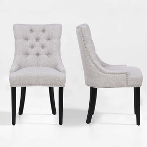 WestinTrends  Upholstered Wingback Button Tufted Dining Chair (Set of 2) - 1 of 4