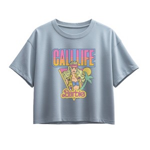 Girls' - Barbie - Cali Summer Short Sleeve Boxy Graphic T-Shirt - 1 of 2