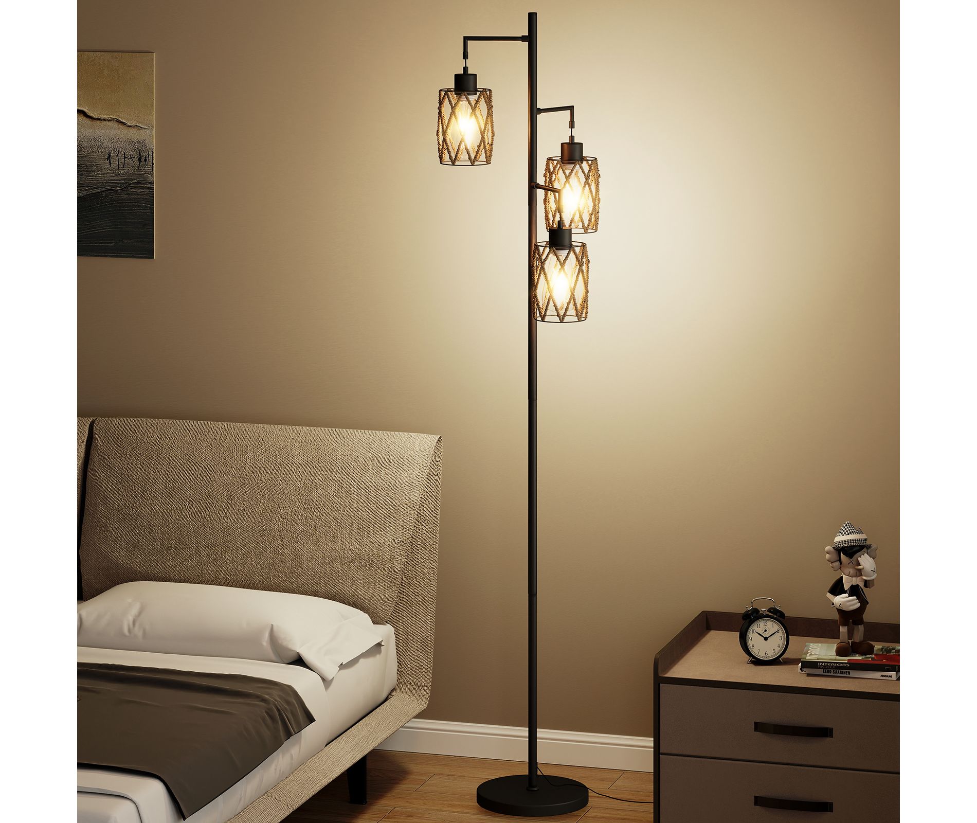 Racxily 67'' Tree-Shaped Floor Lamp with 3 Lights ¨C Foot Switch Included & Easy Assembly