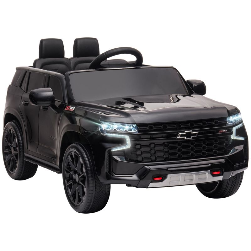 Aosom Licensed Chevrolet TAHOE Electric Car for Kids with Remote Control, 12V Battery Powered Ride On Car with 2 Speeds, Spring Suspension, LED Lights, MP3, Horn, Music, for 3-6 Years Old, White, 1 of 10