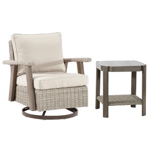 YARDSIGHT Patio Swivel Rocking Chair with Cushions & Storage Side Table - Outdoor Wicker Lounge Set for Porch or Backyard - 1 of 4