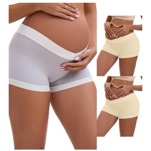 INSPIRE CHIC Women's Low Waist Under the Bump Maternity BoyShorts Pregnancy Seamless Ladies Panties 3 Packs - 1 of 4