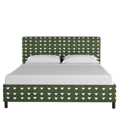 Queen Upholstered Platform Bed in Triangle Dark Green - Project 62™