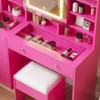 Barbie Pink Particle Board Tempered Glass Tabletop Laminated with Textured Melamine 5-Drawer Dressing Table Set - 3 of 4