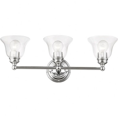 Polished Chrome 3-Light Vanity with Clear Glass Shades