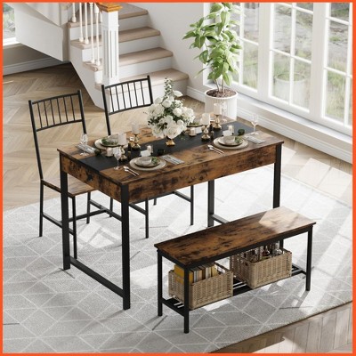 Dining Table Set for 4, Small Kitchen Table and 2 Chairs for 4 with Bench