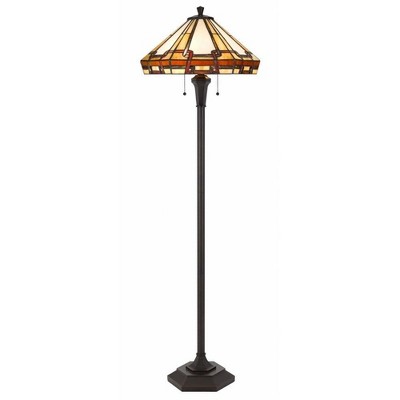 Cal Lighting 60W x 2 Tiffany table lamp with pull chain switch with metal and resin lamp body