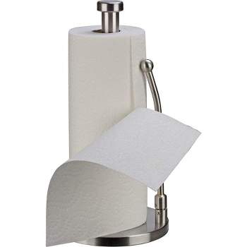 Jumbo Paper Towel Holder with Adjustable Spring Arm in Stainless Steel for Kitchen or Bathroom - HomeItUsa