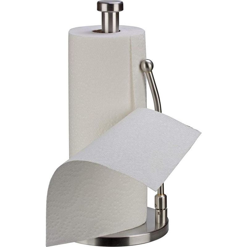 Jumbo Paper Towel Holder with Adjustable Spring Arm in Stainless Steel for Kitchen or Bathroom - HomeItUsa, 1 of 11