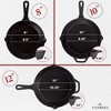 Cuisinel Cast Iron Skillet Set - 8", 10", 12" Pre-Seasoned Frying Pans, Silicone Handles - Oven, Stove, Grill, Induction Safe, Indoor/Outdoor Use. - 2 of 4