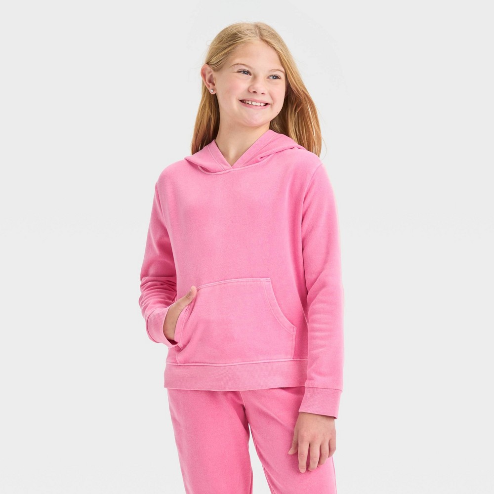 Girls' Fleece Pullover Hoodie - Cat & Jack™ Dusty Pink  Size XXL Plus