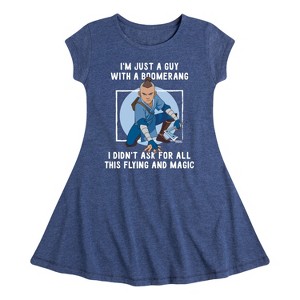 Girls' - Avatar: The Last Airbender - Boomerang Guy Fit & Flair Cap Sleeve Dress - 1 of 4