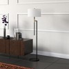 Hudson and Canal 63" Tall Floor Lamp with Fabric Shade Matte Black/Brass/White: Mid-Century Modern, 1-Light, UL Listed, Polyester Drum Shade - 3 of 4