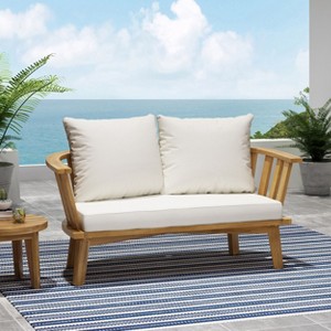 Okak Boho Patio Accent Chair/Loveseat,Set of 1/2,Outdoor Acacia Leisure Chairs Upholstered Armchair for Backyard,Patio&Garden,400lbs Max - 1 of 4