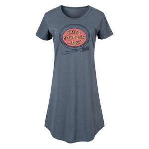 Women's - Instant Message - Life Is Soup; I'm A Fork Graphic T-shirt Dress - 1 of 4
