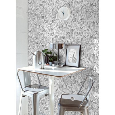 Black and White Disney Alice in Wonderland Peel and Stick Wallpaper