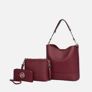 MKF Collection Wren Women’s Vegan Leather Hobo with Pouch and Wristlet Wallet by Mia K- 3 pieces - 1 of 4