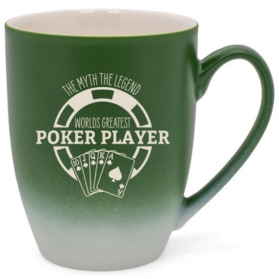 100 North Playing Card 10 Ounce Green and White Two Toned Ombre, Comfortably Fits Your Hands, Ceramic Tea Coffee Cup Mug, The Myth The Legend World's