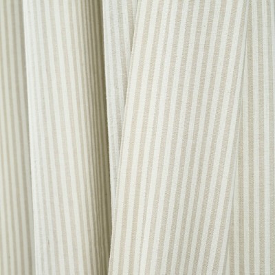 Neutral Beige and White Cotton Striped Light-Filtering Curtain Panels, 40" x 84"