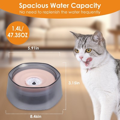 Pink Anti-Spill Pet Water Bowl with Floating Disk