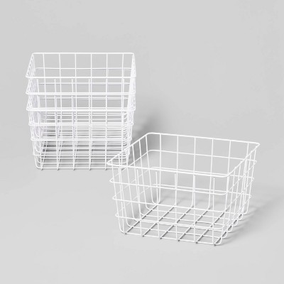 1/2 11" 4pk Wire Baskets White - Brightroom™
