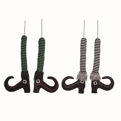 Transpac Halloween Bendable Pair Of Witch Legs Picks Set of 2 Halloween Home Decorations
