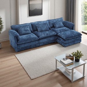 112" Chenille L-Shaped Cloud Sectional Sofa with Removable Ottoman - 1 of 4