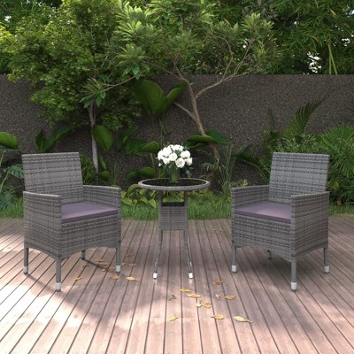 Garden Dining Set Gray Poly rattan Compact Durable vidaXL