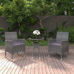 Garden Dining Set Gray Poly rattan Compact Durable vidaXL - 1 of 4