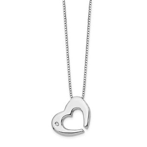 Black Bow Jewelry Cutout Diamond Heart Necklace in Rhodium Plated Silver, 18-20 Inch - 1 of 4