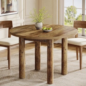 Lantine Round Dining Table for 2-4 People, 39-Inch Farmhouse Kitchen Table with Sturdy Legs for Small Space, Dining Room, Kitchen, Living Room, Brown - 1 of 4