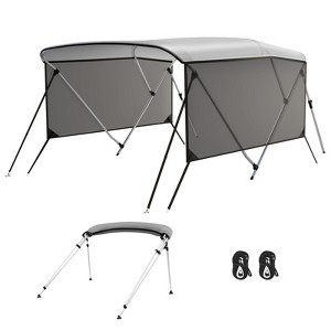 Bimini Top Cover, 3 Bow Bimini Tops with Mesh Sidewalls, Boat Shades Canopy, 2 Straps, 2 Rear Support Poles, 1 Inch Aluminum Frame - 1 of 4